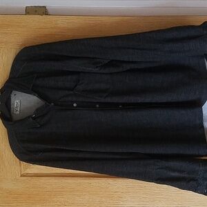 Respect heather black gray casual button down shirt 100% cotton XL